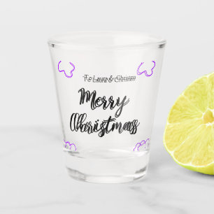 Merry Christmas add name text custom family gift Shot Glass