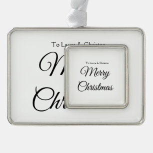 Merry Christmas add name text custom family gift Silver Plated Framed Ornament