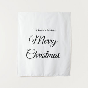 Merry Christmas add name text custom family gift Tapestry