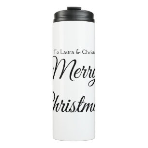 Merry Christmas add name text custom family gift Thermal Tumbler