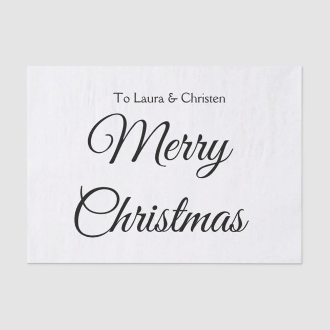 Merry Christmas add name text custom family gift Tissue Paper (Front)