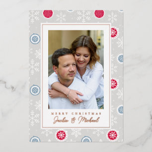 MERRY CHRISTMAS   Add Your Photo Foil Holiday Card