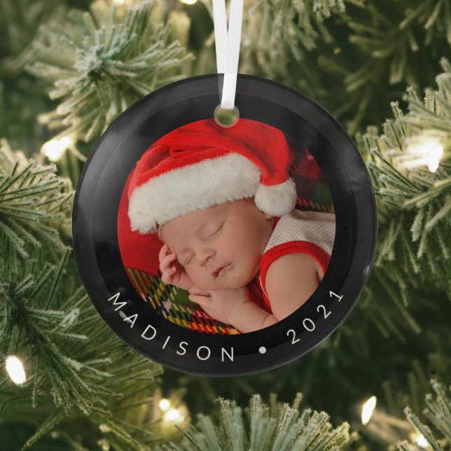MERRY CHRISTMAS Add Your Photo Glass Ornament (Insitu)