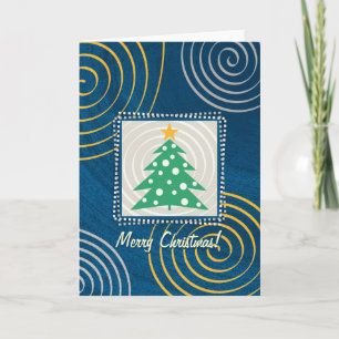 Merry Christmas   Adorable Blue Holiday Card