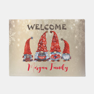 Merry Christmas,Adorable Gnomes Snowflakes Doormat