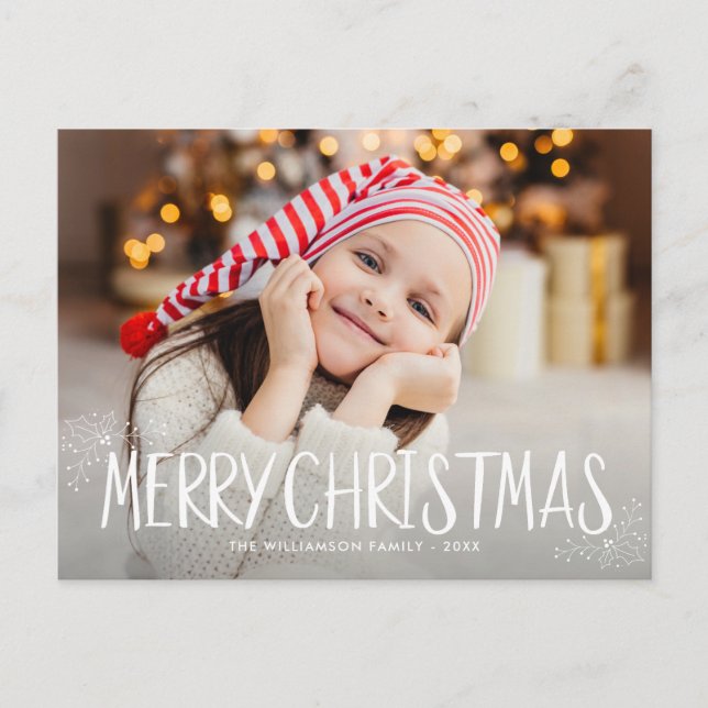 merry christmas adorable personalised photo card (Front)