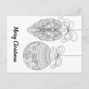 Merry Christmas adult colouring postcard