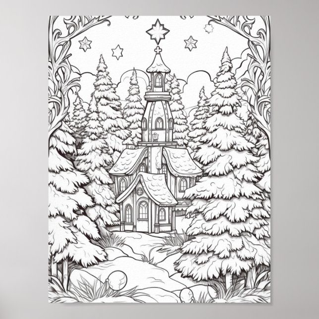 Merry Christmas Adult Colouring Poster (Front)