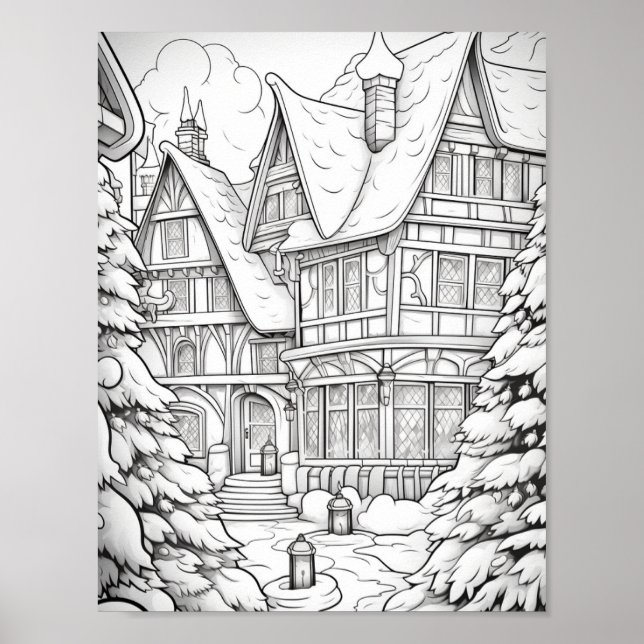 Merry Christmas Adult Colouring Poster (Front)