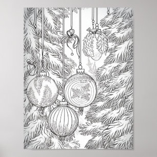 Merry Christmas Adult Colouring Poster