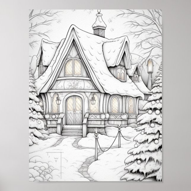 Merry Christmas Adult Colouring Poster (Front)