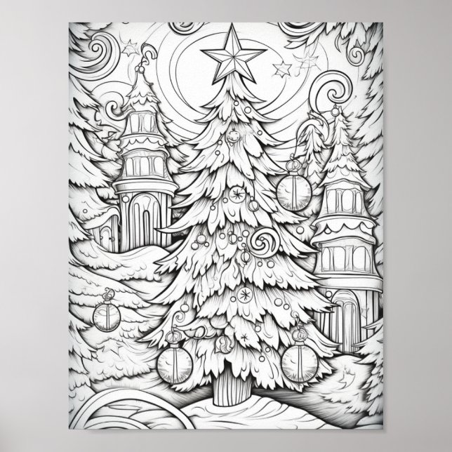 Merry Christmas Adult Colouring Poster (Front)