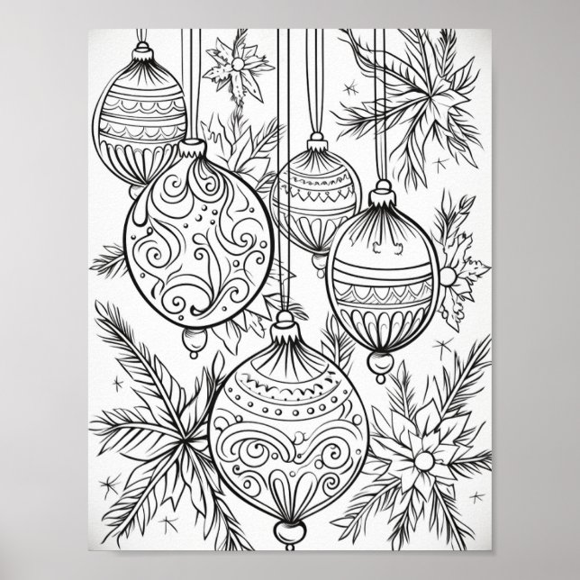 Merry Christmas Adult Colouring Poster (Front)