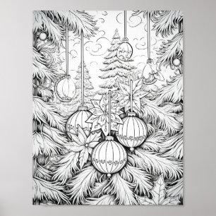 Merry Christmas Adult Colouring Poster