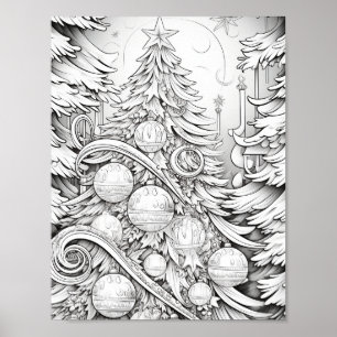 Merry Christmas Adult Colouring Poster