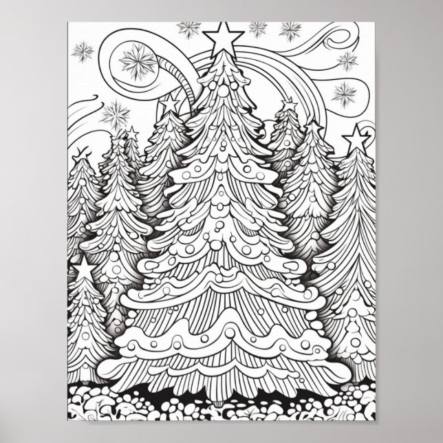 Merry Christmas Adult Colouring Poster (Front)