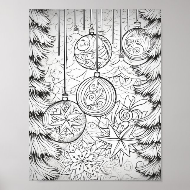 Merry Christmas Adult Colouring Poster (Front)
