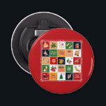 Merry Christmas Advent Calendar Poinsettia Red Bottle Opener<br><div class="desc">Beautiful Christmas advent calendar bottle opener featuring Christmas bell, Christmas tree, Christmas ornament, Christmas ugly sweater, reindeer, holly berry and Poinsettia is an awesome Christmas gift. It makes an ideal secret Santa gift or stocking filler. Please contact me by email if you need any help or matching products at shabnamahsanatzazzle@gmail.com....</div>