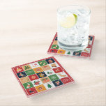 Merry Christmas Advent Calendar Poinsettia Red Glass Coaster<br><div class="desc">This set of pretty Christmas advent calendar coasters is a great choice for a splash of the holiday in your home. Christmas bell, Christmas tree, Christmas ornament, Christmas ugly sweater, reindeer, holly berry and Poinsettia give it a festive look. Perfect Christmas gift for your family and friends and you'll absolutely...</div>