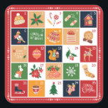 Merry Christmas Advent Calendar Poinsettia Red Square Sticker<br><div class="desc">Decorate your home this Christmas with our beautiful Christmas advent calendar square stick featuring Christmas bell, Christmas tree, Christmas ornament, Christmas ugly sweater, reindeer, holly berry and Poinsettia. Ideal for your holiday home decoration. Perfect for your Christmas gifts and envelopes. Please contact me by email if you need any help...</div>