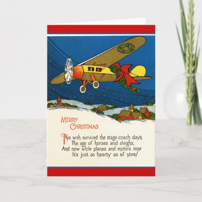 Merry Christmas Aeroplane Holiday Card (Front)
