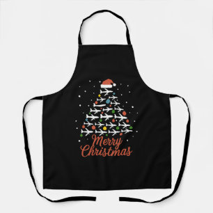 Merry Christmas Aeroplane Tree Vacation Apron