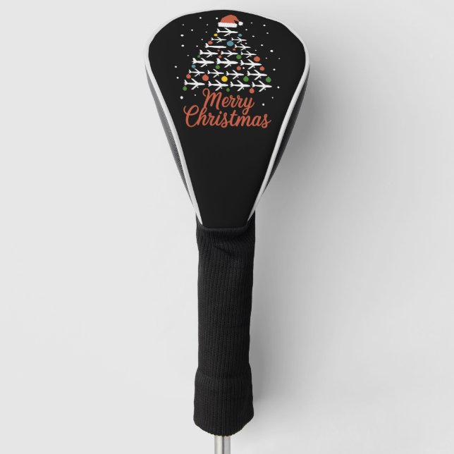 Merry Christmas Aeroplane Tree Vacation Golf Head Cover (Front)