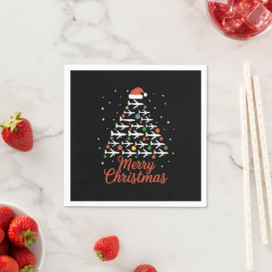 Merry Christmas Aeroplane Tree Vacation Napkin
