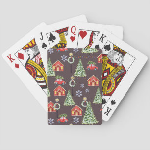 Merry Christmas Aesthetic Pattern- Festive Holiday Playing Cards