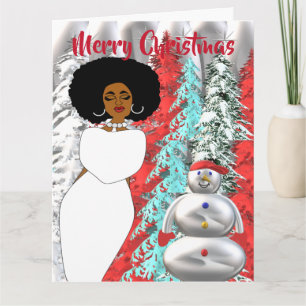 Merry Christmas African American Lady Christmas Card