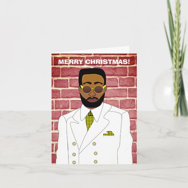 Merry Christmas African American Male Christmas Card (Front)