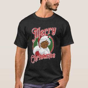 Merry Christmas African American Santa Black Mrs C T-Shirt