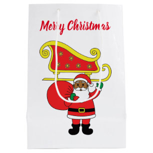 Merry Christmas African American Santa Claus Medium Gift Bag