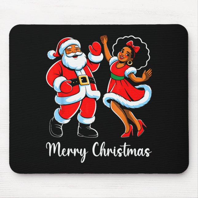 Merry Christmas African American Santa Claus Xmas  Mouse Pad (Front)