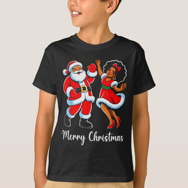 Merry Christmas African American Santa Claus Xmas  T-Shirt (Front)
