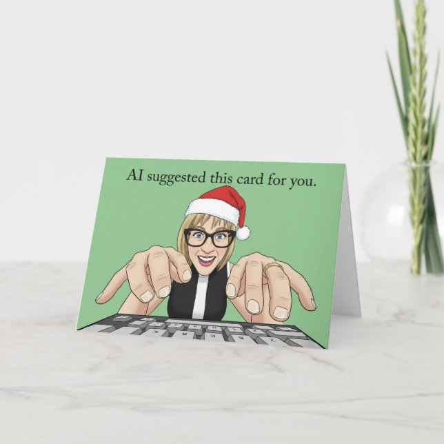 Merry Christmas AI Artificial Intelligence Humor Holiday Card (Front)