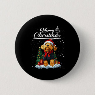 Merry Christmas Airedale Terrier Santa Hat Dog Lov 6 Cm Round Badge