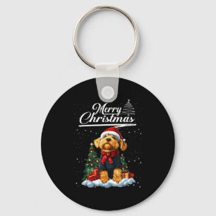 Merry Christmas Airedale Terrier Santa Hat Dog Lov Key Ring