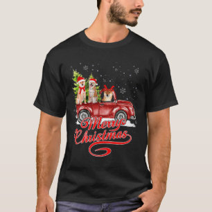 Merry Christmas Akita Dog Santa Reindeer Red Truck T-Shirt
