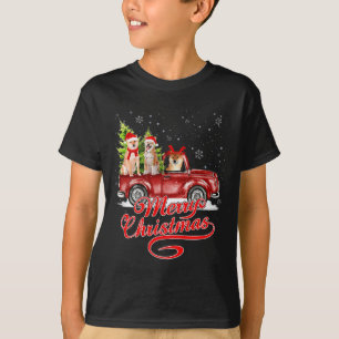 Merry Christmas Akita Dog Santa Reindeer Red Truck T-Shirt