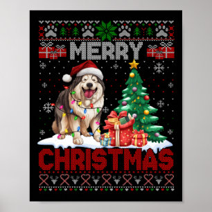 Merry Christmas Alaskan Malamute Dog Lover Ugly Xm Poster