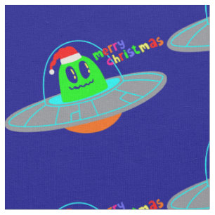 merry christmas alien santa scifi fabric
