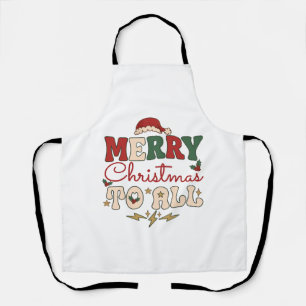 Merry Christmas All Santa Hat Lightning Stars Apron