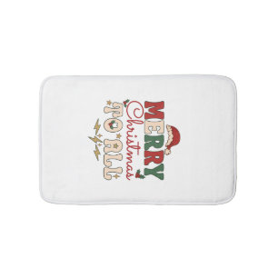 Merry Christmas All Santa Hat Lightning Stars Bath Mat