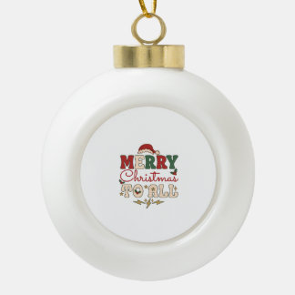 Merry Christmas All Santa Hat Lightning Stars Ceramic Ball Christmas Ornament