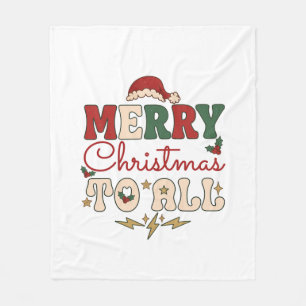 Merry Christmas All Santa Hat Lightning Stars Fleece Blanket
