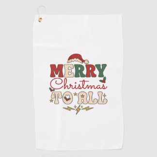 Merry Christmas All Santa Hat Lightning Stars Golf Towel