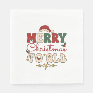 Merry Christmas All Santa Hat Lightning Stars Napkin