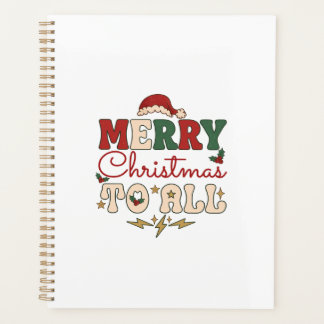 Merry Christmas All Santa Hat Lightning Stars Planner