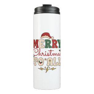 Merry Christmas All Santa Hat Lightning Stars Thermal Tumbler